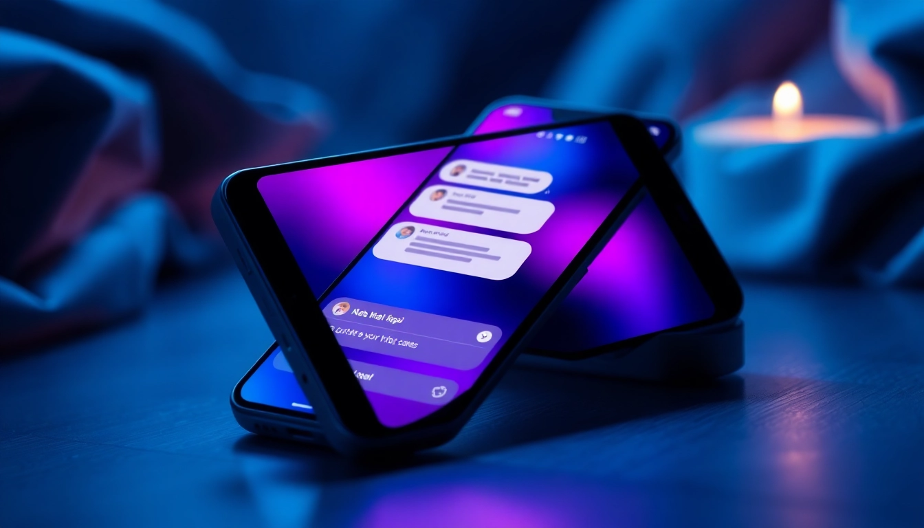 Close-up of a smartphone displaying an AI sexting app interface in a dimly lit, intimate setting.