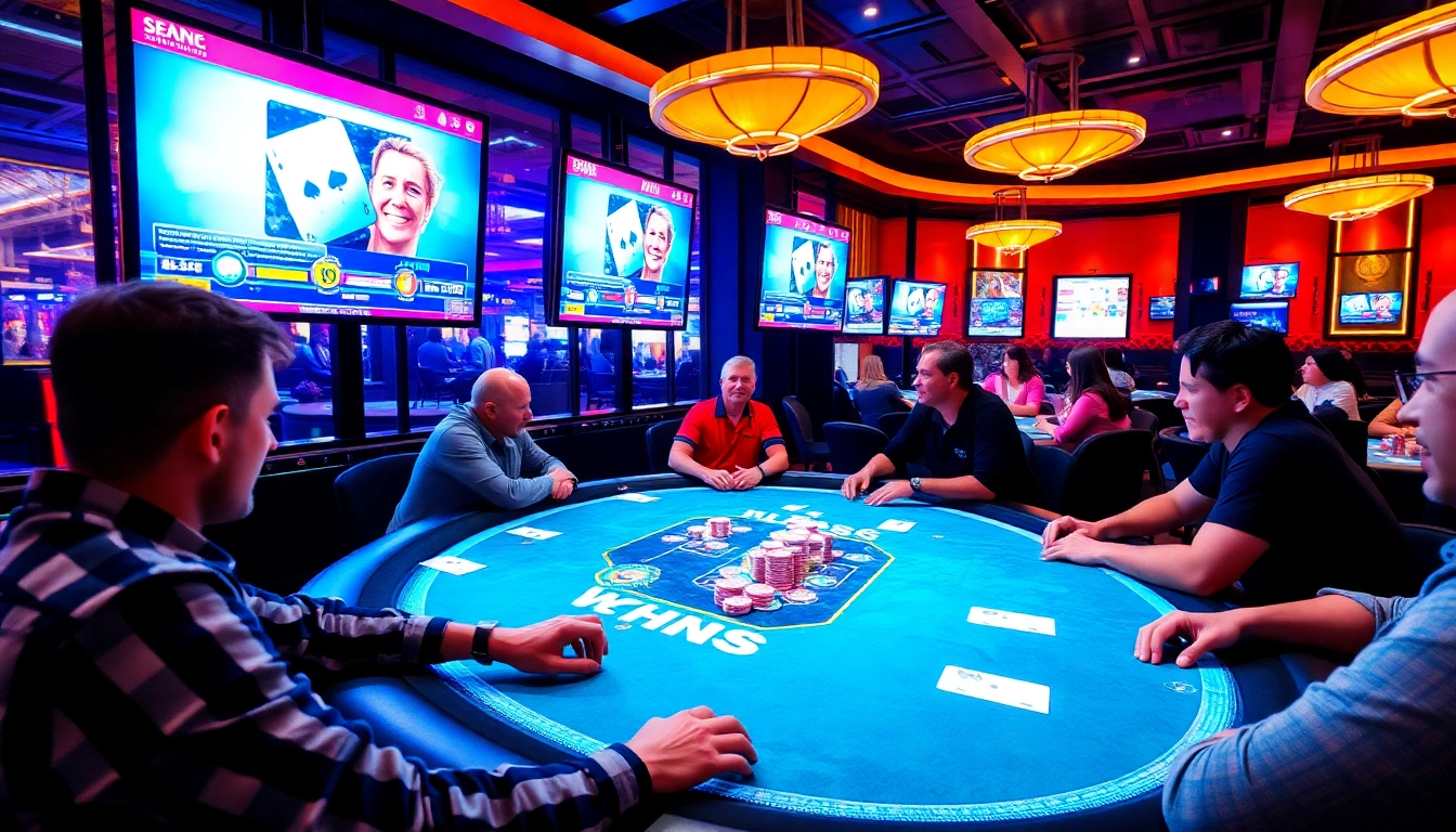 Engaging image of players enjoying Clubgg poker with colorful chips and a vibrant online community atmosphere.