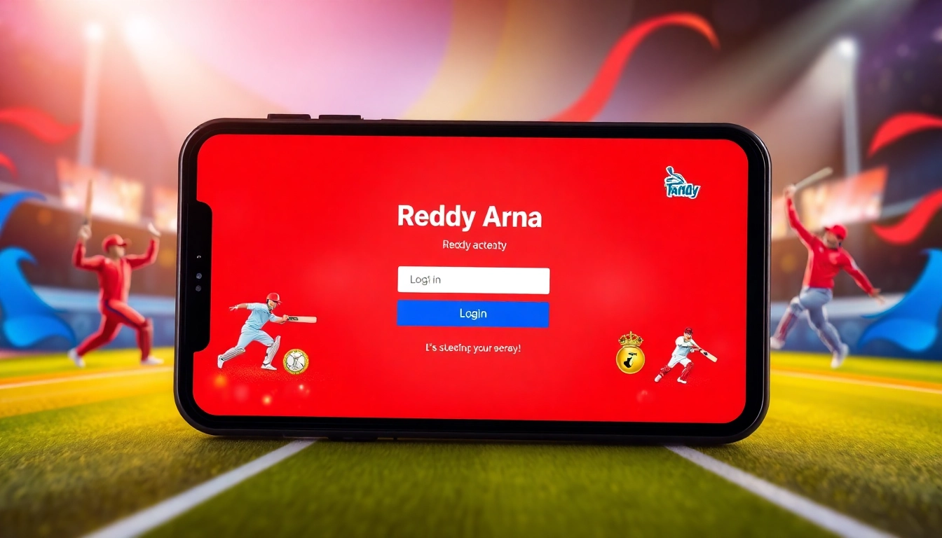 Reddy Anna Login page on mobile device with sports and betting visuals, highlighting easy access for users.