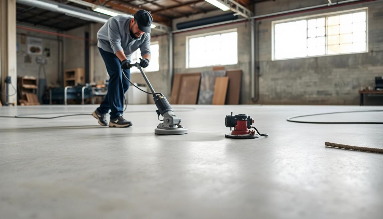 Skilled technician performs floor preparation in Birmingham using diamond grinding for a smooth